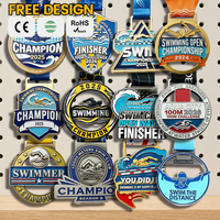 Médaille de natation personnalisée en alliage de zinc, émail 3D, récompense sportive, médaille de finisseur pour championnat de natation, fabricant en gros