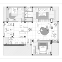 Conception d'intérieur de villa moderne et rétro en bois naturel, plan d'étage, rendu 3D, conseil en profondeur