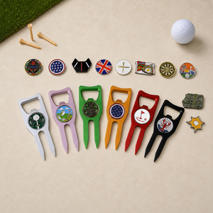 Oem Custom Classic Golf Tee Ball Marker Divot Tool Antique Modern Electroplating Black Snapback Logo Engraving Novelty <b>Tag</b> - Product Image 4