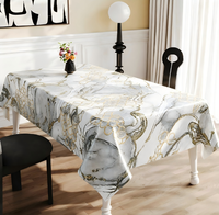 Nappe carrée en PU marbré Kintsugi à motifs imprimés Scéniques Or Blanc, taille personnalisée, couleur et motif au choix, imperméable, anti-taches, écologique