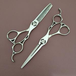 Tijeras de peluquería MIS de 6 pulgadas, tijeras de entresacar de acero inoxidable con mango largo, estilo personalizado, tijeras planas - Product Image 5
