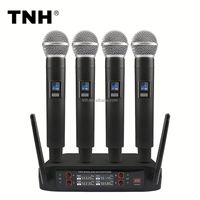 Système de microphone sans fil UHF professionnel TNH PM-DX4, 4 canaux, micro dynamique portable pour karaoké, performance sur scène
