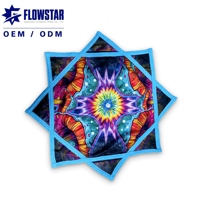 Écharpe de scène personnalisée pour spectacle de cirque, motif étoile rotative, impression UV réactive, accessoire de performance, mouchoir volant OEM