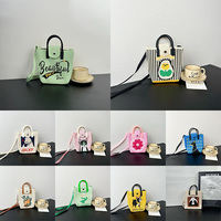 Bolso de Mano Tejido con Patrón Coreano Landfond, Bolso de Ganchillo Casual para Mujer, Bolso Tote Tejido para Mujer