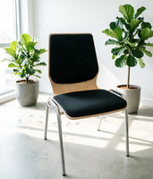 Chaise de conférence commerciale rembourrée en contreplaqué empilable et accrochable OKBUY, avec cadre métallique, pour banquets et formations, personnalisable