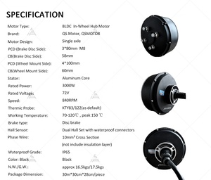 Moteur de moyeu de véhicule tout-terrain sans balais QSMOTOR 205 3000W V3 72V 80KPH, nouveau kit de conversion 72V 80KPH avec contrôleur EM100sp - Product Image 3