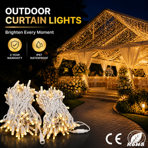 Luces LED para Cortina, IP67, Cable de Goma Blanco, 3x2M, 600 LED, Ultra CRI 90, Regulable, Decoración para Bodas, Salones de Baile, Banquetes, Hoteles - Product Image 1