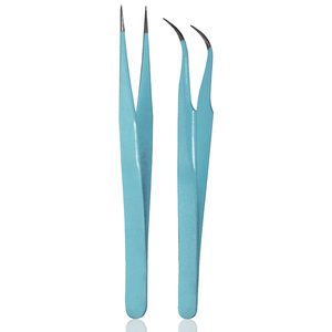 Pince à épiler pour cils à prix abordable, disponible en modèles courbés et droits, en acier inoxydable, pince à épiler extensible pour volume - Product Image 4