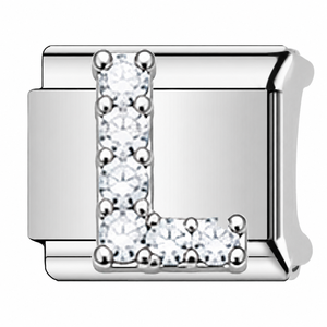 Breloques en acier inoxydable italiennes A-Z avec lettres en cristal, accessoires de bijoux modulaires élastiques à souder pour bracelets DIY, vente en gros - Product Image 3