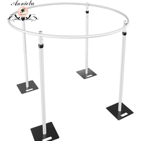 Support de toile de fond réglable ANNIELU en aluminium avec barre transversale ronde de 3 m, robuste, pour décoration de mariage et de scène