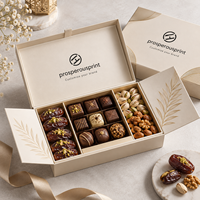 Boîte cadeau en papier carrée à double ouverture personnalisée pour les noix, le chocolat, les dattes, les pistaches, les bonbons, emballage pour le Ramadan