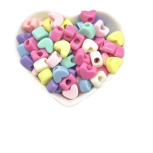 Perles Cœur Solides en Acrylique Couleurs Printanières Grand Trou Écarteurs Libres Fournitures DIY pour Bracelets et Colliers Enfants Vente en Gros - Product Image 4