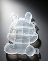 Boîte de rangement transparente en plastique PP en forme de lapin blanc avec couvercle à clip pour strass, perles et quincaillerie