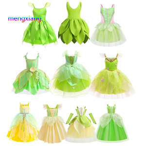 Costume de fée de Noël de l'elfe de la forêt verte pour filles, robe de clochette, robes de fête d'anniversaire fantaisie, costume de princesse grenouille <span class=keywords><strong>Tiana</strong></span> du film - Product Image 1