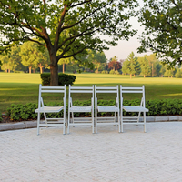 [Stock US] Chaise pliante en bois à lattes pour événements spéciaux - Blanc, lot de 4 chaises pliantes, livraison rapide depuis l'entrepôt US, MOQ 1 lot