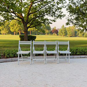 Slatted GỖ GẤP ghế sự kiện đặc biệt-Bộ màu trắng của 4 ghế gấp phong cách có thể gập lại - Product Image 5