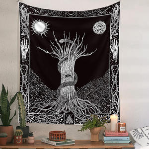 Nouvelle Arrivée Pureté Arbre de Vie <span class=keywords><strong>Tapisserie</strong></span> Noir Blanc Hippy Fantasy Arbre Généalogique Tapisseries Tenture Murale pour Chambre - Product Image 6