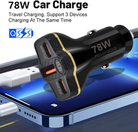 Chargeur rapide 78W PD30W 18W 12V Type C QC3.0 pour voiture Android, adaptateur allume-cigare USB multi-ports avec certifications CE et RoHS