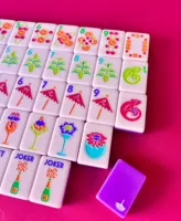 Nouvel ensemble de tuiles de Mahjong américain en acrylique violet, tuiles de Mahjong de luxe pour la plage, vente chaude