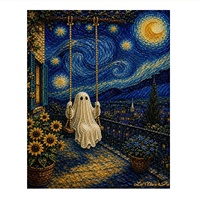 Kit de peinture diamant 5D DIY fantôme pour décoration murale, table et vaisselle de fête d'Halloween, fourni directement par l'usine