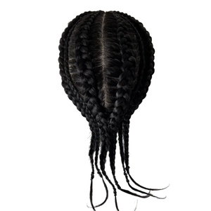 Sistemas de Cabello Humano Virgen Indio # Toupee de <span class=keywords><strong>Trenzas</strong></span> Estilo Cornrow Color Negro 1B, Base de Seda 8x10 <span class=keywords><strong>para</strong></span> <span class=keywords><strong>Hombre</strong></span> - Product Image 2