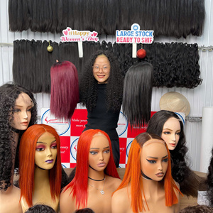 Extensions de cheveux humains vierges Remy vietnamiens 100% neufs, vague naturelle, lisses, couleur orange brûlé, haute qualité, fabrication mécanique - Product Image 2