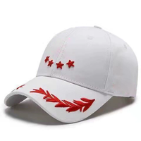 Gorra deportiva de algodón de 5 estrellas y 6 paneles personalizada, gorra de béisbol con bordado de trigo y ala dorada