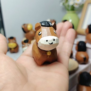 Wooden Pony Carving Brown Horse <b>Desk</b> Ornament Multi Piece Package <b>Rustic</b> Office Decor - Product Image 4