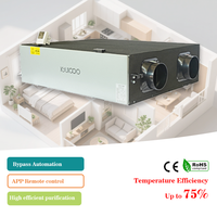 Ventilateur de récupération d'énergie avec moteur DC, fonction bypass, montage au plafond, filtre HEPA H12, 250m³/h, unité d'échange de chaleur intelligente, flexible