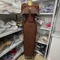 Robe longue sans manches à bandeaux diamantés pour femme, robe de soirée sexy