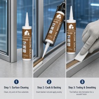 Scellant silicone neutre professionnel FD-222, bonne étanchéité aux intempéries pour les fenêtres en verre et en aluminium et les murs-rideaux, 300 ml