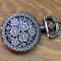 Jam Saku Antik Klasik Model Romawi Perunggu Ukuran Kecil 32 Desain Campuran Grosir Diameter 27MM  Vintage  Hati Berongga
