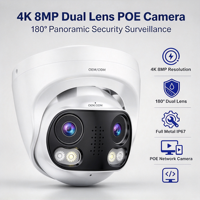 Ultra Geniş 180 Derece 8MP 4K Çift Lensli POE Kamera IP67 Tam Metal Gövdeli Çift Yönlü Sesli Dış Mekan Güvenlik IP Kamerası