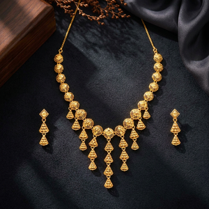 สร้อยคอแฟชั่นชุบทอง 14K18K24K แบบไมครอน ดีไซน์ตุรกี ชุดเครื่องประดับเจ้าสาว สไตล์ดูไบ ชุดเครื่องประดับแบบดั้งเดิม ขายส่ง - Product Image 4