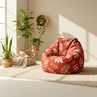 Fauteuil pouf pour adultes Design moderne avec logo personnalisé Tissu polyester vert imprimé OEM pour promotions commerciales