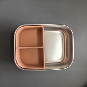 Boîte à lunch Bento en acier inoxydable <span class=keywords><strong>pour</strong></span> enfants, 3 compartiments, couvercle en silicone étanche, sandwich, snack, <span class=keywords><strong>salade</strong></span>, <span class=keywords><strong>conservation</strong></span> sans BPA - Product Image 5