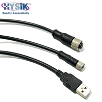 Kabel Adaptor M8 M12 5 Pole ke USB IP67 Male Female dengan Kode a untuk Penerapan Perangkat Ethernet Industri