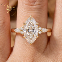 Bague de fiançailles en diamant de laboratoire CVD HPHT sur mesure, forme marquise, classique, certifiée IGI, diamant de laboratoire VVS D, bague pour femme en or 18 carats, bijoux