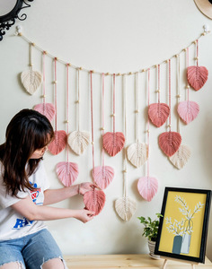 Moderno Boho macramè appeso a parete arazzo con perline di legno fatto a mano in cotone tessuto per la camera da letto decorazioni per la casa matrimoni - Product Image 2