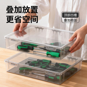 กล่องเก็บของพลาสติกใสพร้อมช่อง 12 ช่องสำหรับจัดเก็บเครื่องมือและอุปกรณ์สำนักงาน กล่องจัดระเบียบของใช้บนโต๊ะทำงานทรงสี่เหลี่ยมขนาดใหญ่ - Product Image 3
