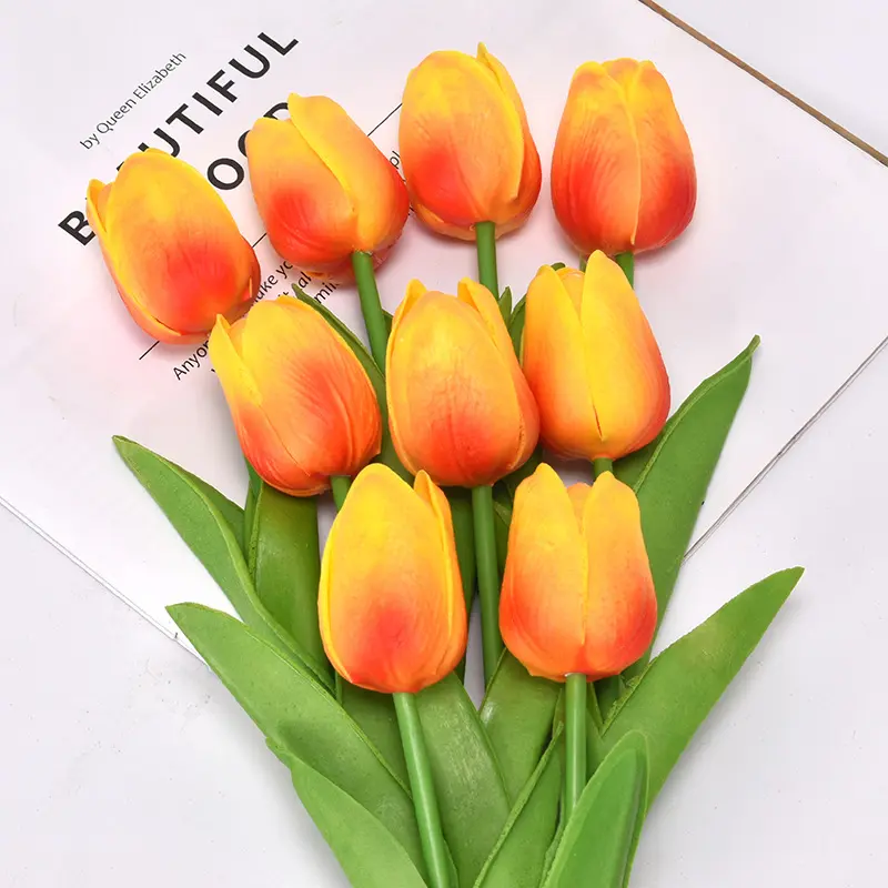 Drea Amazon Goedkope Pu Kunstbloemen Tulp Voor Thuis Bruiloft Decoratieve Bloemen Hot Koop