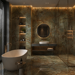 Losa de Mármol Verde Selva Tropical con Vetas de Raíz de Árbol para Paredes Interiores de Lujo, Pisos, Encimeras y Decoración - Product Image 3