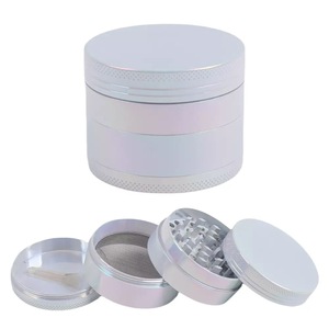 Broyeur à herbes en alliage de zinc personnalisé de 50 mm à 4 couches, couleur dégradée blanche, boîte d'accessoires pour fumer en métal de 55 mm pour épices et tabac, vente en gros - Product Image 1