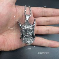 Collier pendentif porte-clés en acier inoxydable, casque de guerrier celtique cyclope, Viking Odin, moto, vélo, protection