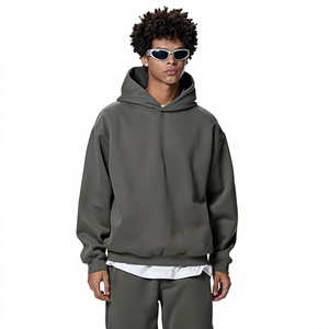 Sweat à capuche pour homme en molleton 100% coton de haute qualité, coupe ample, brodé Man <span class=keywords><strong>City</strong></span>, uni, taille XL, épais, vierge, avec finition délavée - Product Image 2