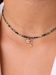 Collier ras du cou en acier inoxydable de haute qualité, perles facettées minimalistes en pierres précieuses de 2 mm, bijoux faits à la main, cadeaux pour <span class=keywords><strong>elle</strong></span> - Product Image 5