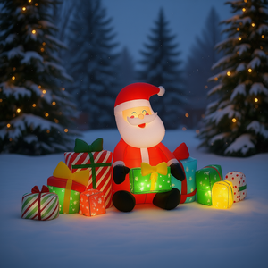 Père Noël gonflable avec cadeaux, décoration de Noël extérieure pour la cour, en PVC, 1,20 m de haut, décoration de vacances pour la pelouse ou le jardin - Product Image 2