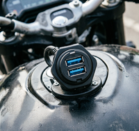 Prise murale double USB-A LSHITECH IP67 étanche avec cache anti-poussière, trou de 25 mm pour moto et marine