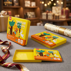 Tangram Magnético al por Mayor en Caja Metálica, Juguete Educativo Portátil para Niños, Ideal para Viajes en Auto y Avión, Estuche para Tarjetas <span class=keywords><strong>de</strong></span> Actividades - Product Image 1