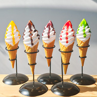 Modelo de Helado de Plástico de 21 cm, Doble, Suave, Simulación de Cono de Waffle, Chocolate y Vainilla, Comida Falsa, Decoración Retro